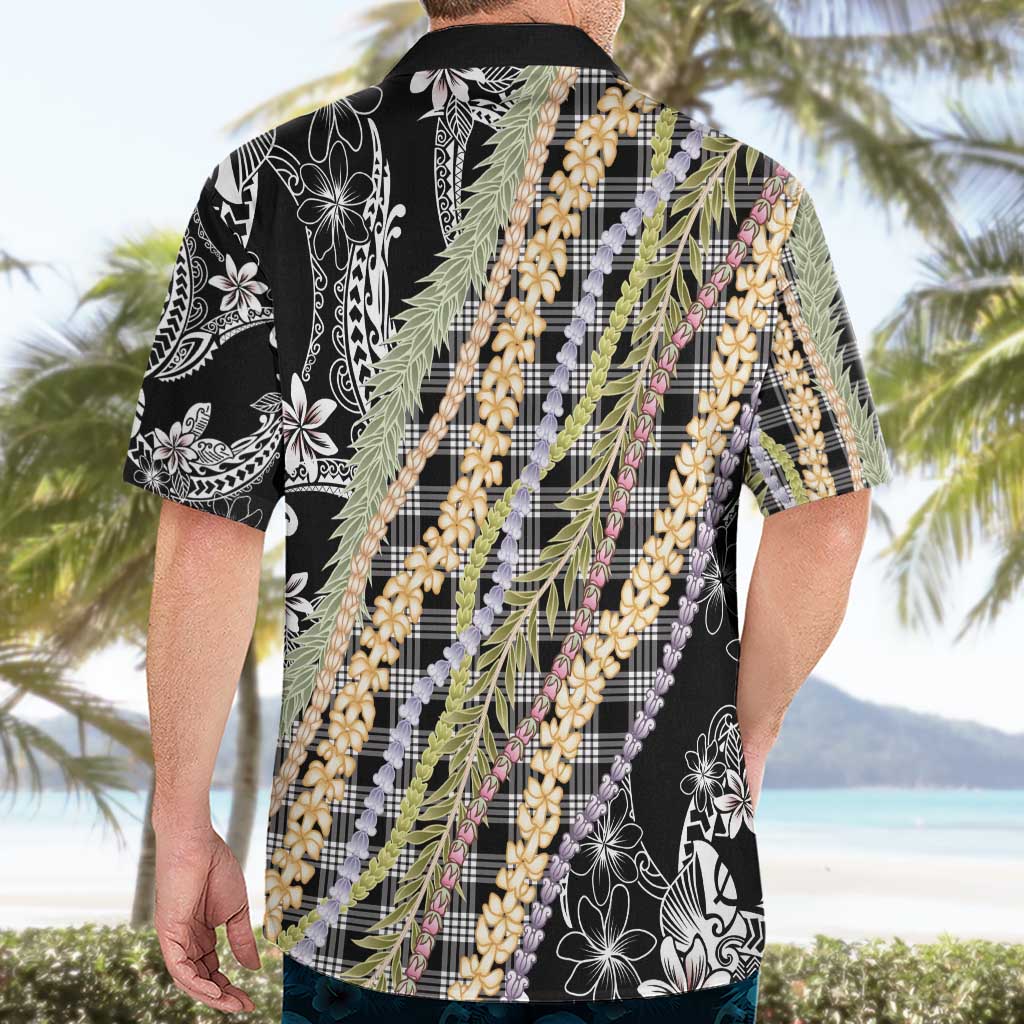 Black Palaka Hawaii Leis Hawaiian Shirt Hawaiian-plaid Elegant Tropical Vibes - Polynesian Pride