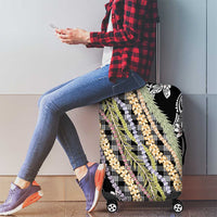 Black Palaka Hawaii Leis Luggage Cover Hawaiian-plaid Elegant Tropical Vibes - Polynesian Pride