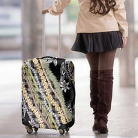 Black Palaka Hawaii Leis Luggage Cover Hawaiian-plaid Elegant Tropical Vibes - Polynesian Pride