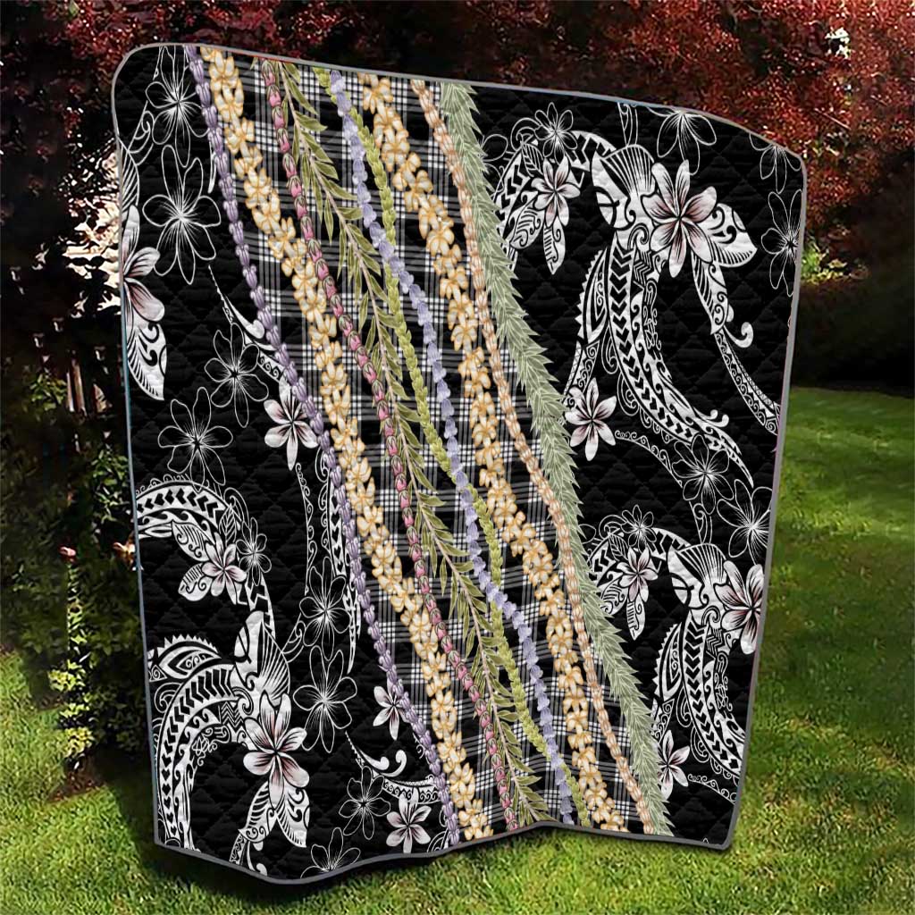 Black Palaka Hawaii Leis Quilt Hawaiian-plaid Elegant Tropical Vibes - Polynesian Pride