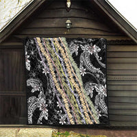 Black Palaka Hawaii Leis Quilt Hawaiian-plaid Elegant Tropical Vibes - Polynesian Pride