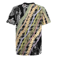 Black Palaka Hawaii Leis Rugby Jersey Hawaiian-plaid Elegant Tropical Vibes - Polynesian Pride