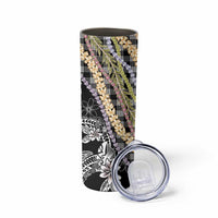 Black Palaka Hawaii Leis Skinny Tumbler Hawaiian-plaid Elegant Tropical Vibes - Polynesian Pride