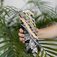 Black Palaka Hawaii Leis Skinny Tumbler Hawaiian-plaid Elegant Tropical Vibes - Polynesian Pride