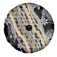 Black Palaka Hawaii Leis Spare Tire Cover Hawaiian-plaid Elegant Tropical Vibes - Polynesian Pride