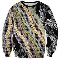 Black Palaka Hawaii Leis Sweatshirt Hawaiian-plaid Elegant Tropical Vibes - Polynesian Pride