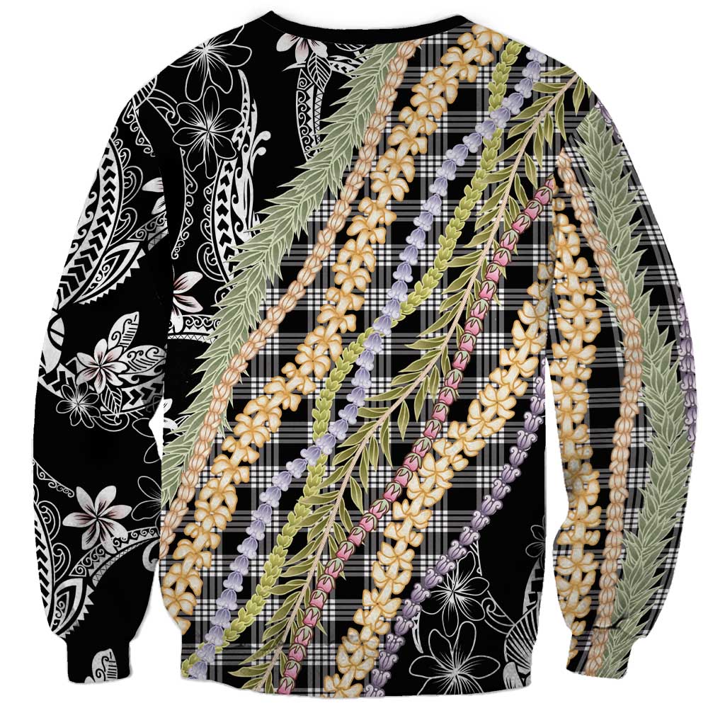 Black Palaka Hawaii Leis Sweatshirt Hawaiian-plaid Elegant Tropical Vibes - Polynesian Pride