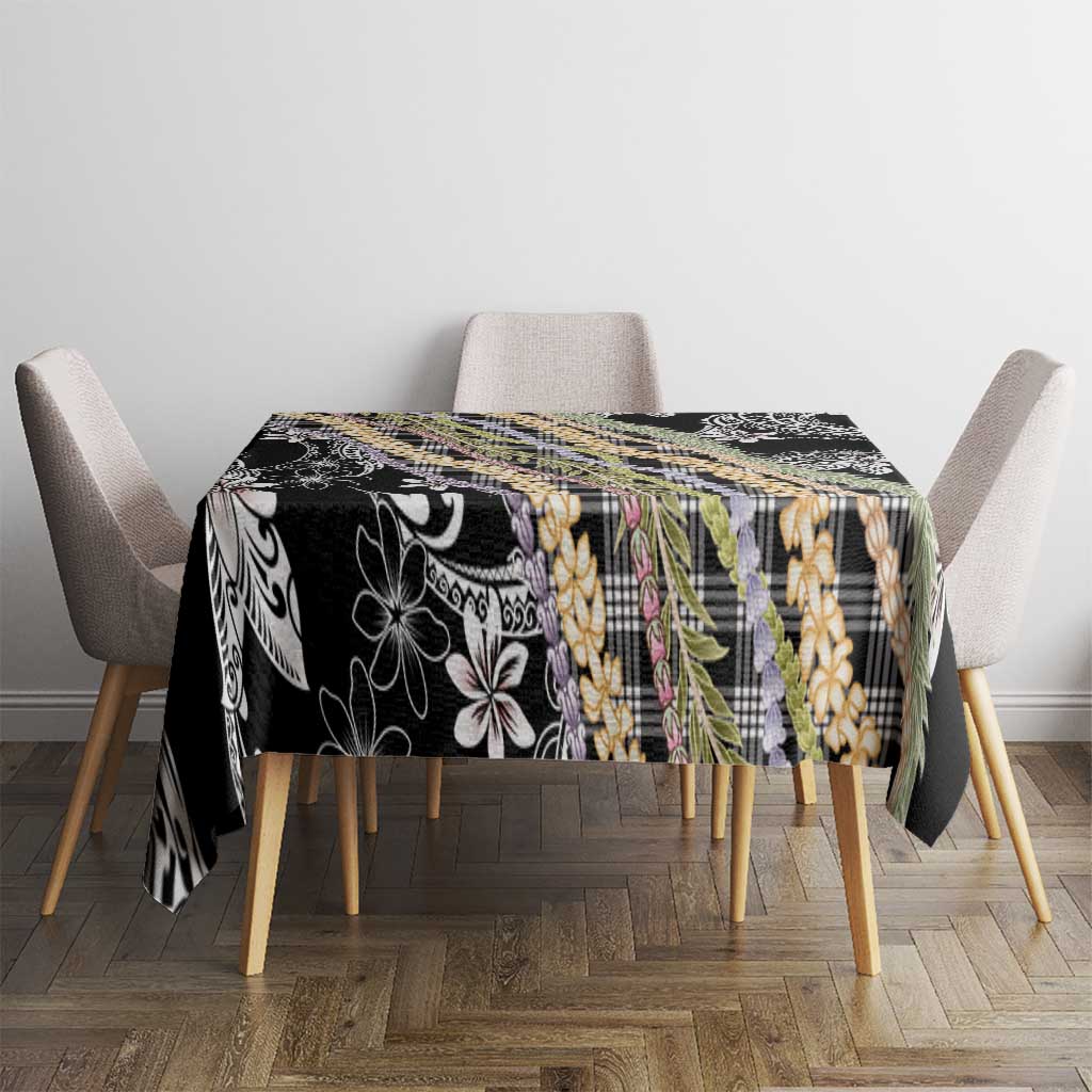 Black Palaka Hawaii Leis Tablecloth Hawaiian-plaid Elegant Tropical Vibes - Polynesian Pride