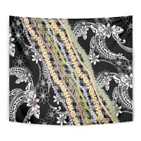 Black Palaka Hawaii Leis Tapestry Hawaiian-plaid Elegant Tropical Vibes - Polynesian Pride