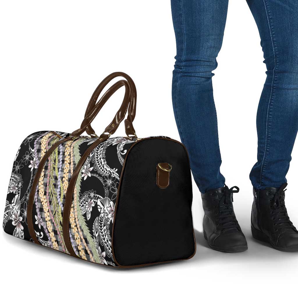 Black Palaka Hawaii Leis Travel Bag Hawaiian-plaid Elegant Tropical Vibes - Polynesian Pride
