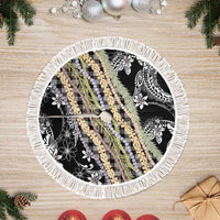 Black Palaka Hawaii Leis Tree Skirt Hawaiian-plaid Elegant Tropical Vibes - Polynesian Pride