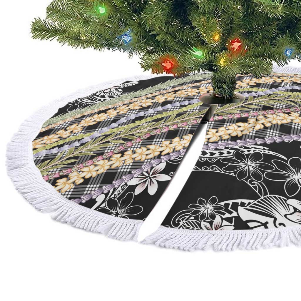 Black Palaka Hawaii Leis Tree Skirt Hawaiian-plaid Elegant Tropical Vibes - Polynesian Pride