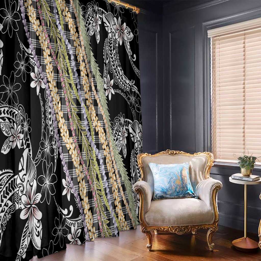 Black Palaka Hawaii Leis Window Curtain Hawaiian-plaid Elegant Tropical Vibes LT14 - Polynesian Pride