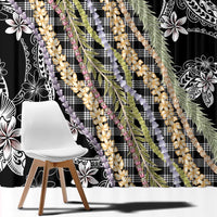 Black Palaka Hawaii Leis Window Curtain Hawaiian-plaid Elegant Tropical Vibes LT14 - Polynesian Pride