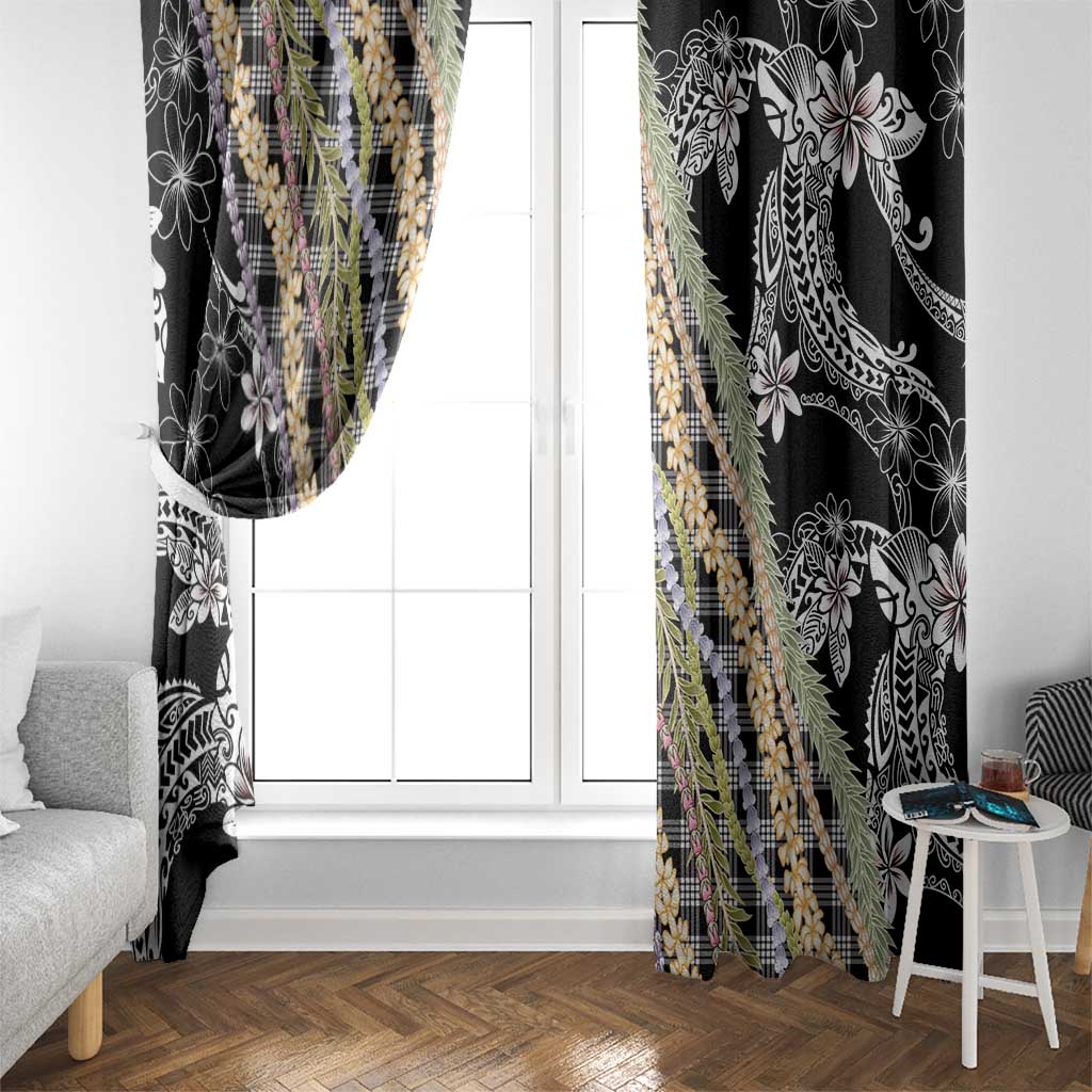Black Palaka Hawaii Leis Window Curtain Hawaiian-plaid Elegant Tropical Vibes LT14 - Polynesian Pride
