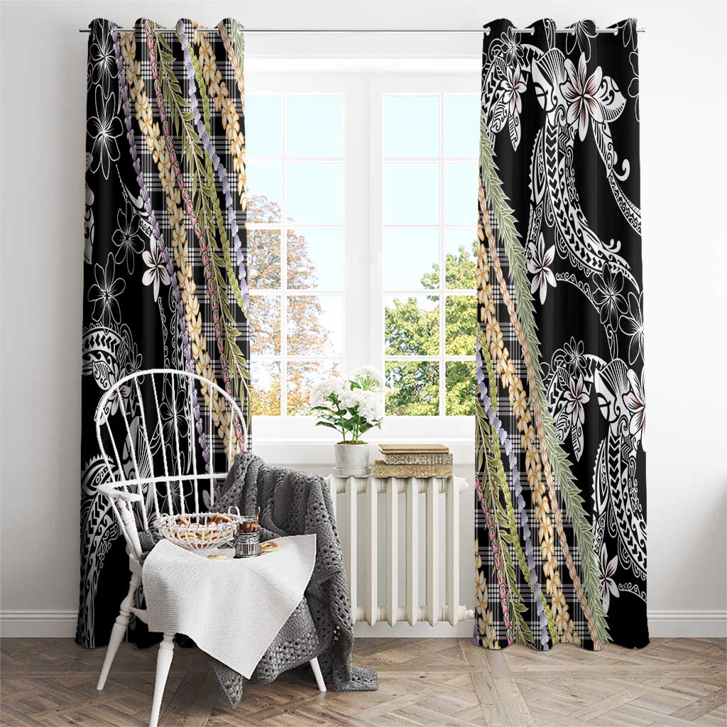 Black Palaka Hawaii Leis Window Curtain Hawaiian-plaid Elegant Tropical Vibes LT14 - Polynesian Pride
