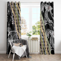 Black Palaka Hawaii Leis Window Curtain Hawaiian-plaid Elegant Tropical Vibes LT14 - Polynesian Pride