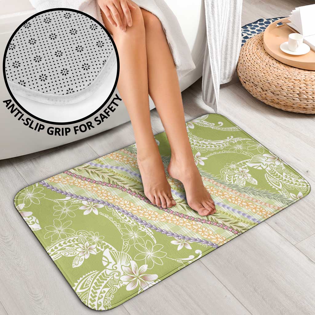 Green Palaka Hawaii Leis Bathroom Set Hawaiian-plaid Elegant Tropical Vibes - Polynesian Pride