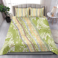 Green Palaka Hawaii Leis Bedding Set Hawaiian-plaid Elegant Tropical Vibes - Polynesian Pride