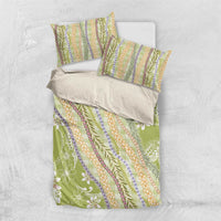 Green Palaka Hawaii Leis Bedding Set Hawaiian-plaid Elegant Tropical Vibes - Polynesian Pride