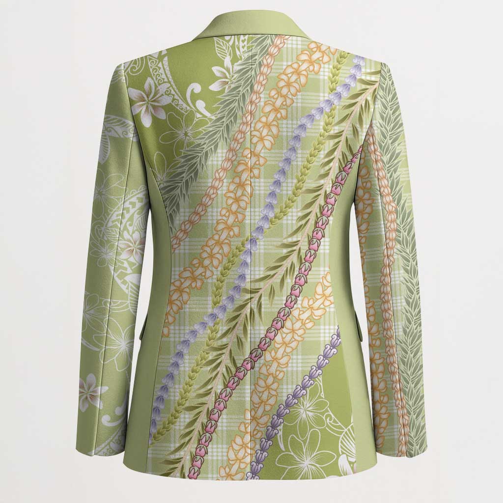 Green Palaka Hawaii Leis Blazer Hawaiian-plaid Elegant Tropical Vibes - Polynesian Pride