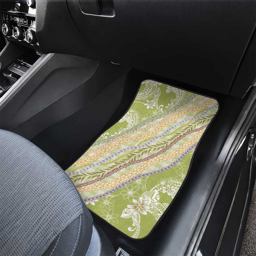 Green Palaka Hawaii Leis Car Mats Hawaiian-plaid Elegant Tropical Vibes - Polynesian Pride