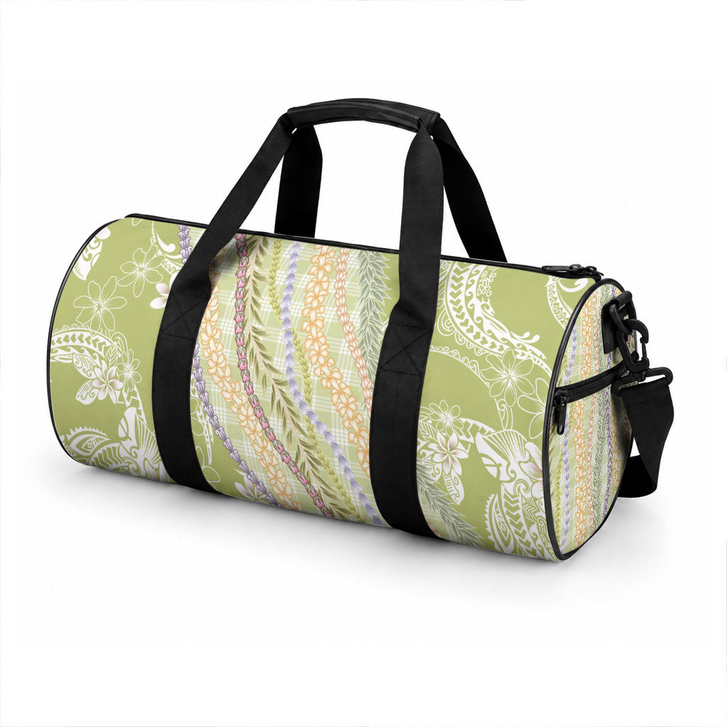 Green Palaka Hawaii Leis Duffle Bag Hawaiian-plaid Elegant Tropical Vibes