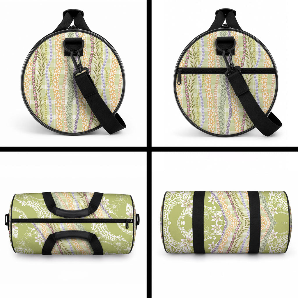 Green Palaka Hawaii Leis Duffle Bag Hawaiian-plaid Elegant Tropical Vibes