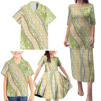 Green Palaka Hawaii Leis Family Matching Puletasi and Hawaiian Shirt Hawaiian-plaid Elegant Tropical Vibes - Polynesian Pride