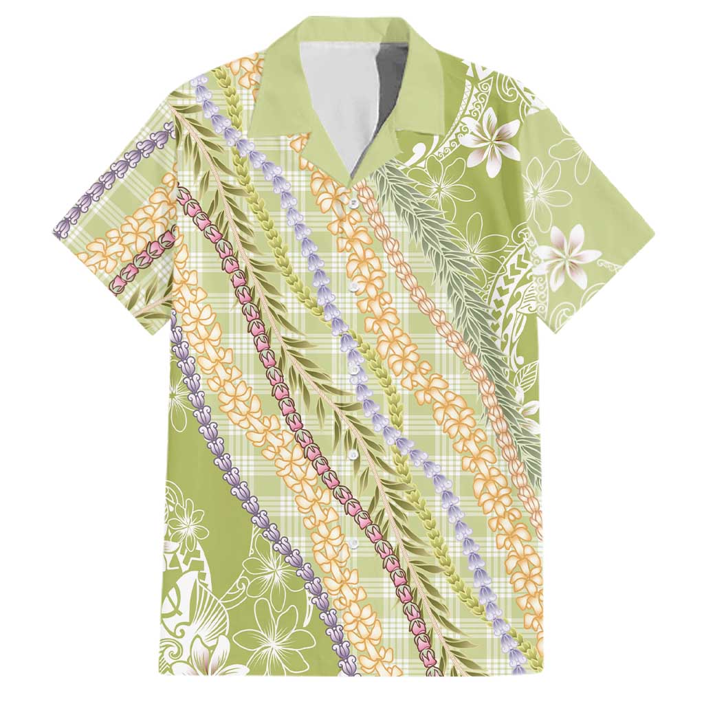 Green Palaka Hawaii Leis Family Matching Puletasi and Hawaiian Shirt Hawaiian-plaid Elegant Tropical Vibes - Polynesian Pride
