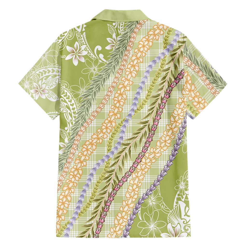 Green Palaka Hawaii Leis Family Matching Puletasi and Hawaiian Shirt Hawaiian-plaid Elegant Tropical Vibes - Polynesian Pride