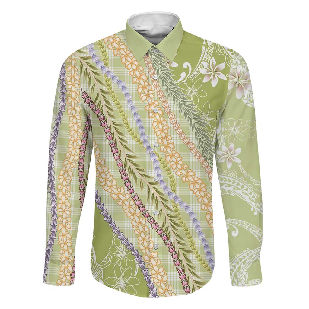 Green Palaka Hawaii Leis Family Matching Puletasi and Hawaiian Shirt Hawaiian-plaid Elegant Tropical Vibes - Polynesian Pride
