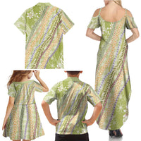 Green Palaka Hawaii Leis Family Matching Summer Maxi Dress and Hawaiian Shirt Hawaiian-plaid Elegant Tropical Vibes - Polynesian Pride