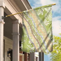 Green Palaka Hawaii Leis Garden Flag Hawaiian-plaid Elegant Tropical Vibes - Polynesian Pride
