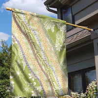 Green Palaka Hawaii Leis Garden Flag Hawaiian-plaid Elegant Tropical Vibes - Polynesian Pride