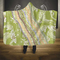Green Palaka Hawaii Leis Hooded Blanket Hawaiian-plaid Elegant Tropical Vibes - Polynesian Pride