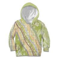 Green Palaka Hawaii Leis Kid Hoodie Hawaiian-plaid Elegant Tropical Vibes - Polynesian Pride