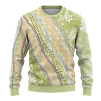 Green Palaka Hawaii Leis Ugly Christmas Sweater Hawaiian-plaid Elegant Tropical Vibes - Polynesian Pride