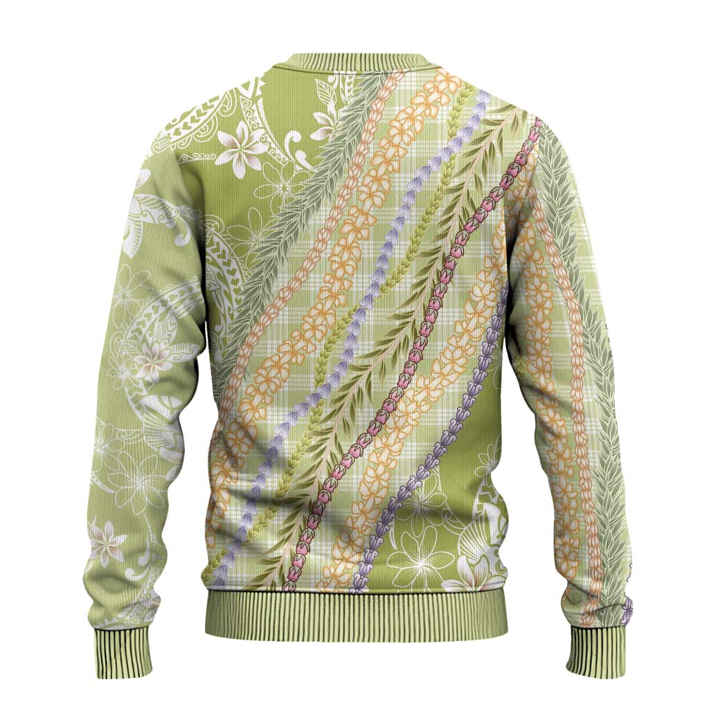 Green Palaka Hawaii Leis Ugly Christmas Sweater Hawaiian-plaid Elegant Tropical Vibes - Polynesian Pride