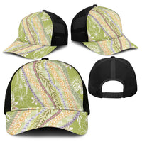 Green Palaka Hawaii Leis Mesh Trucker Cap Hawaiian-plaid Elegant Tropical Vibes - Polynesian Pride