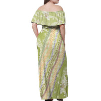 Green Palaka Hawaii Leis Off Shoulder Maxi Dress Hawaiian-plaid Elegant Tropical Vibes - Polynesian Pride