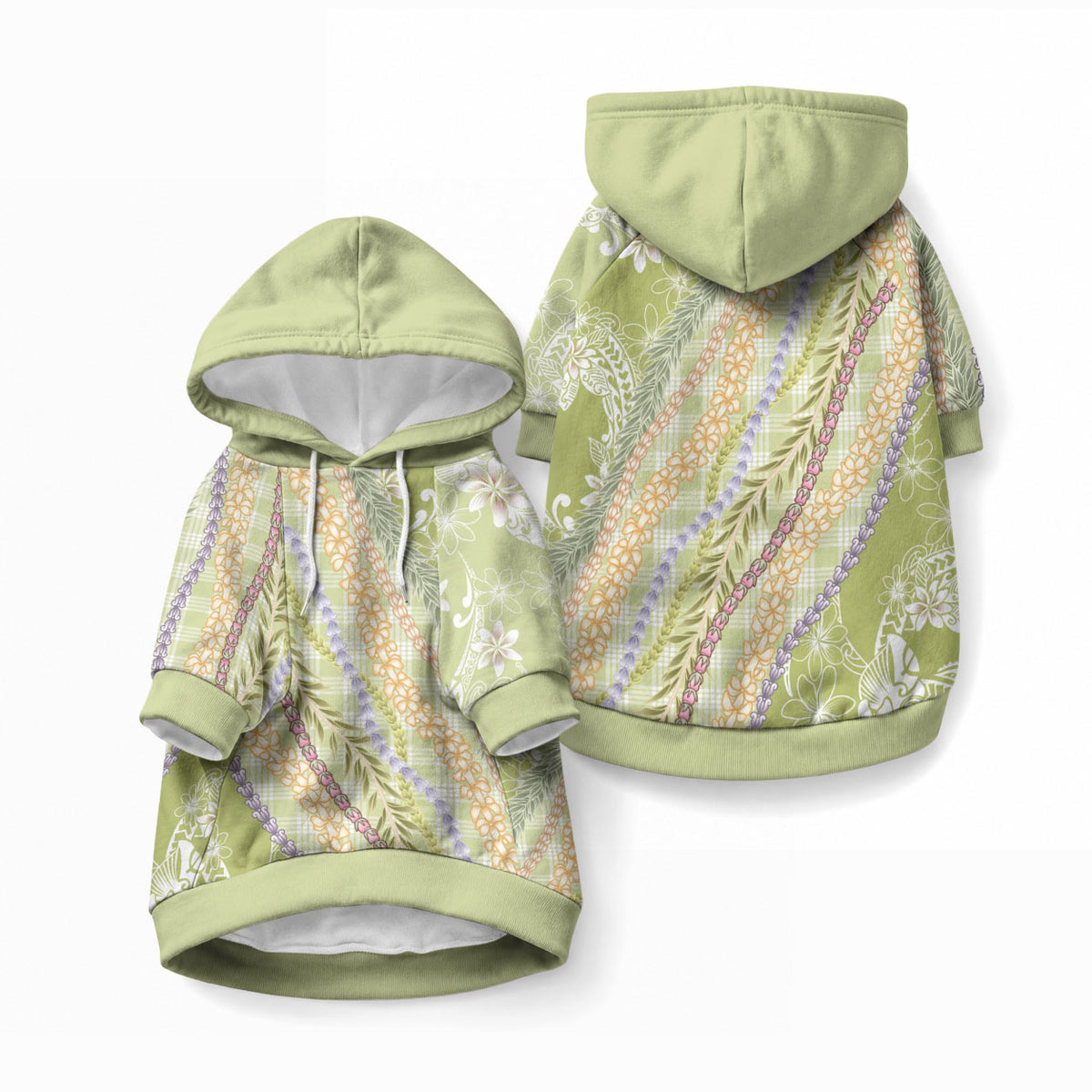 Green Palaka Hawaii Leis Pet Hoodie Hawaiian-plaid Elegant Tropical Vibes