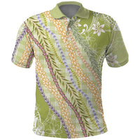Green Palaka Hawaii Leis Polo Shirt Hawaiian-plaid Elegant Tropical Vibes - Polynesian Pride