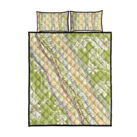 Green Palaka Hawaii Leis Quilt Bed Set Hawaiian-plaid Elegant Tropical Vibes - Polynesian Pride