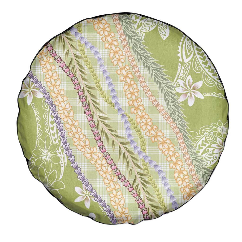 Green Palaka Hawaii Leis Spare Tire Cover Hawaiian-plaid Elegant Tropical Vibes - Polynesian Pride