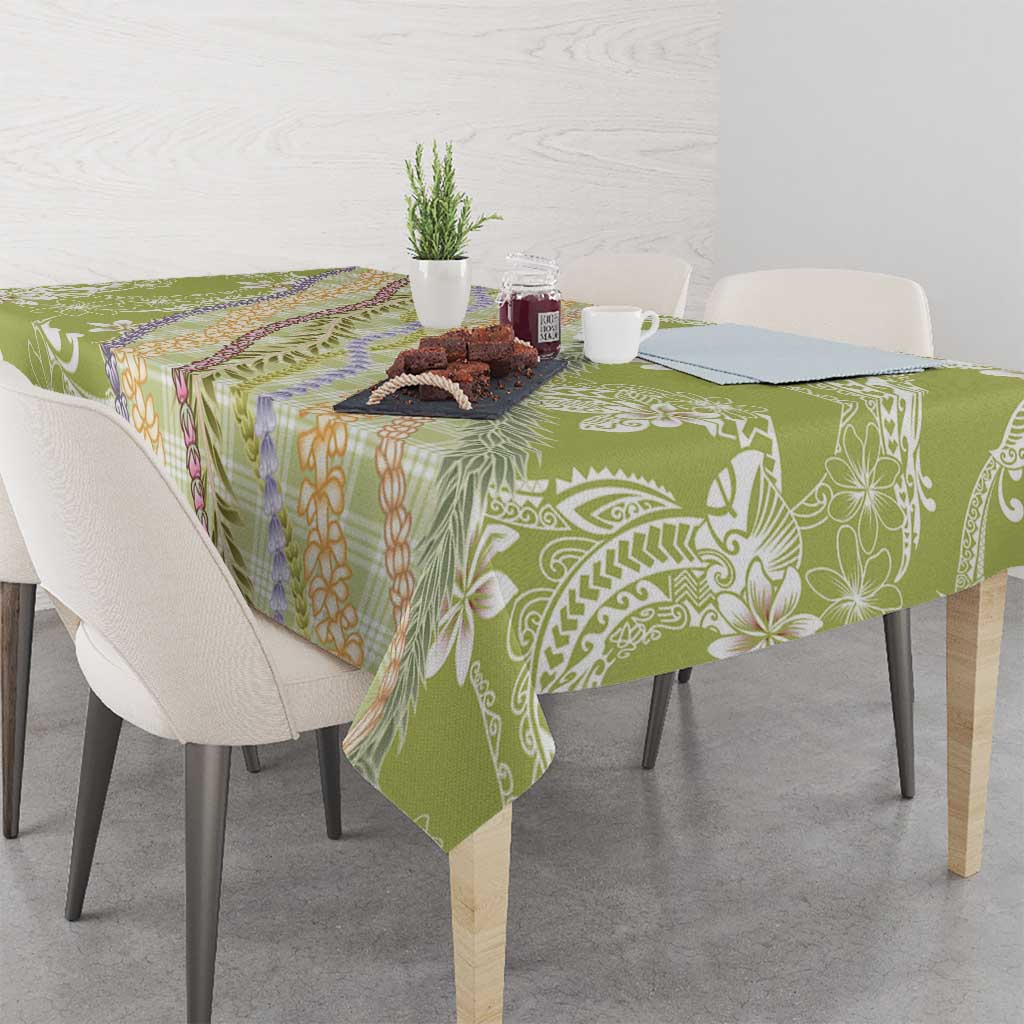 Green Palaka Hawaii Leis Tablecloth Hawaiian-plaid Elegant Tropical Vibes - Polynesian Pride