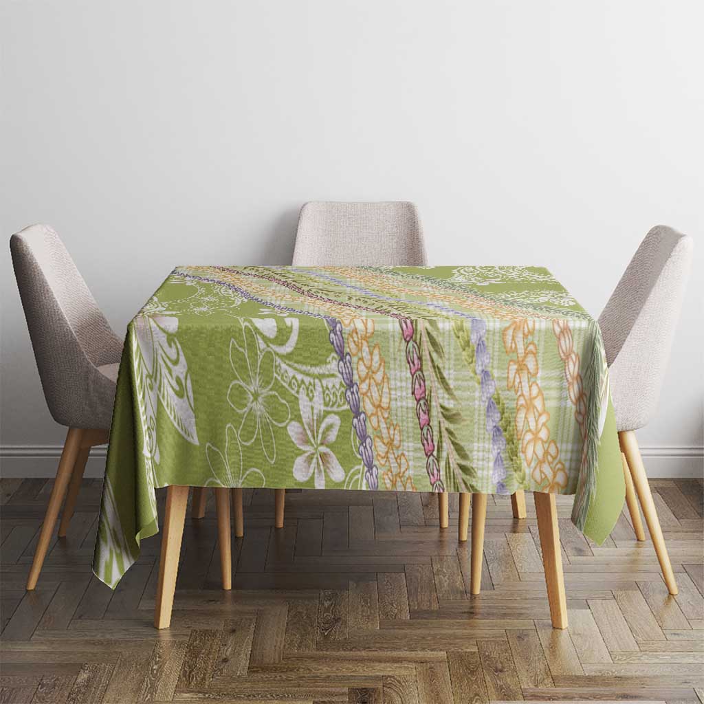 Green Palaka Hawaii Leis Tablecloth Hawaiian-plaid Elegant Tropical Vibes - Polynesian Pride