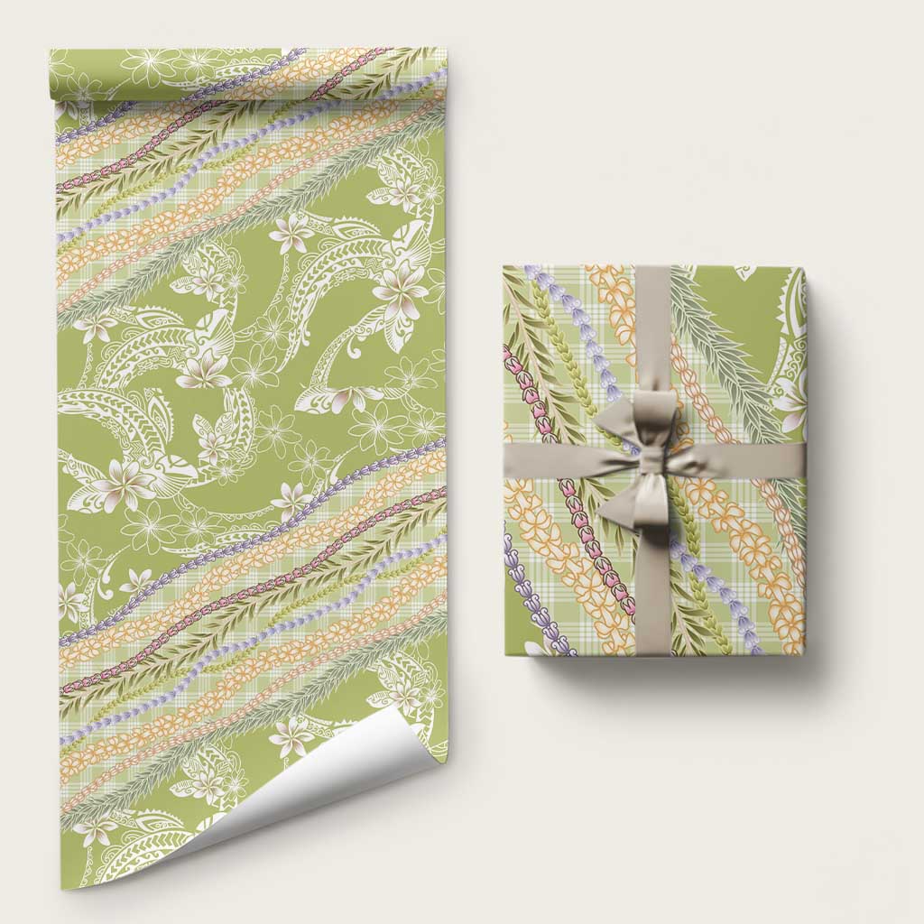 Green Palaka Hawaii Leis Wrapping Paper Hawaiian-plaid Elegant Tropical Vibes - Polynesian Pride