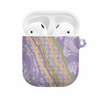 Purple Palaka Hawaii Leis AirPods Case Hawaiian-plaid Elegant Tropical Vibes - Polynesian Pride