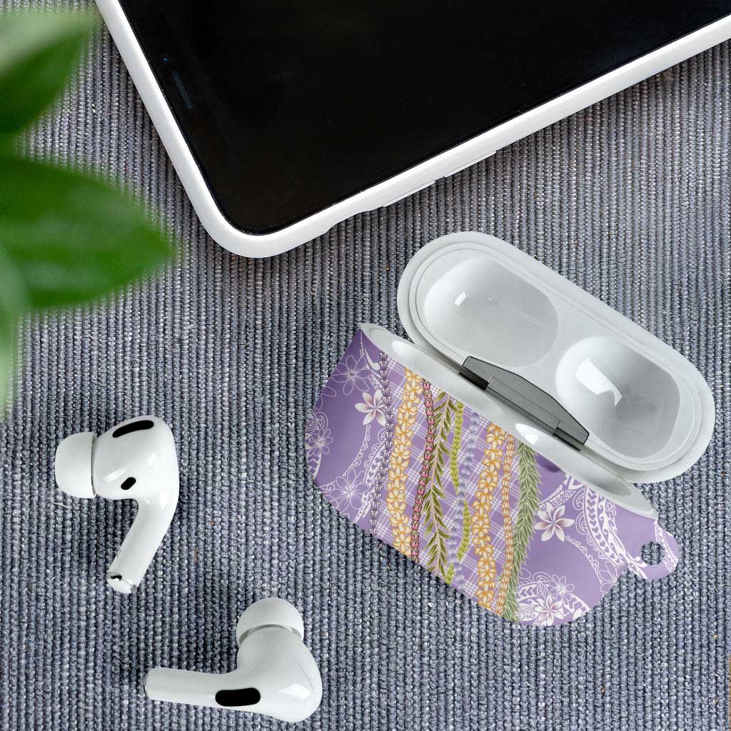 Purple Palaka Hawaii Leis AirPods Case Hawaiian-plaid Elegant Tropical Vibes - Polynesian Pride